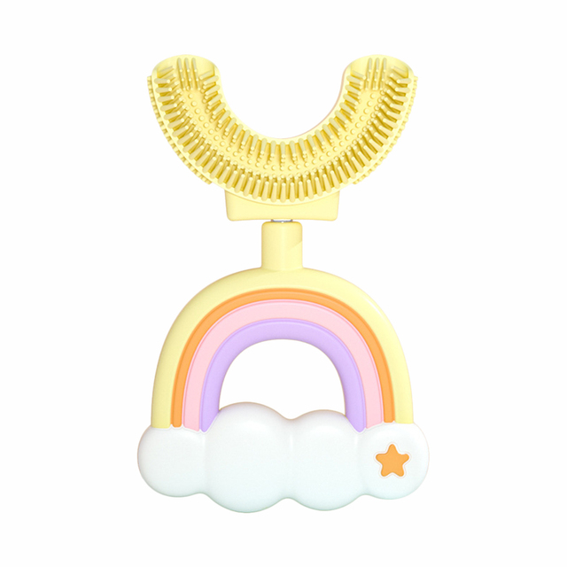 Children's U-shaped Silicone Toothbrush Rainbow Clouds Shape 360 ​​Degree Teething Soft Brushing Device Baby Oral Oral Clean