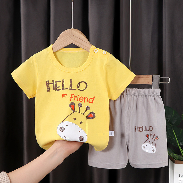 Seieroad Children's Summer Clothes Dinosaur Boys Cartoon T-shirt T-shirt + Pants Kids Clothes Short Sleeve Teenage Clothing Set Tracksuit