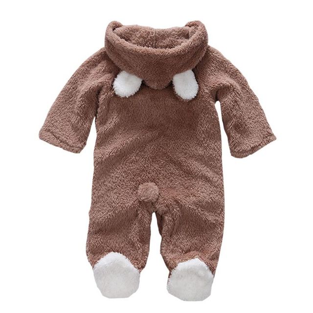 Winter Baby Clothes Flannel Infant Boy Clothes Cartoon Animal Bear Ear Romper Jumpsuit Warm Newborn Toddler Casual Baby Costume