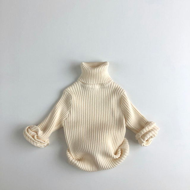 MILANCEL 2021 Kids Solid Sweaters Girls Sweaters Brief Style Boys Pullover Turtleneck Boys Knitwear