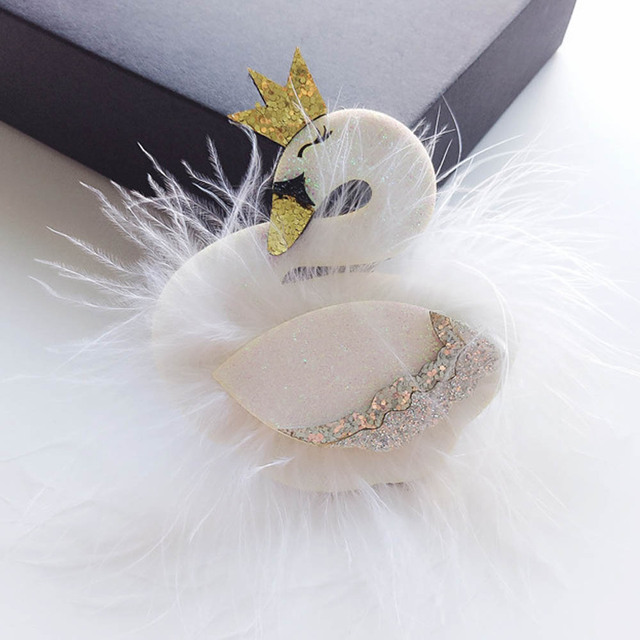 Princess Plush Swan Hair Clip Hairgrips For Girls Kids Hair Clips Hairpins Barrette Children Headwear Kawaii Hair Accessories