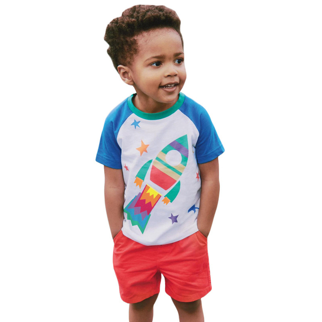 Fashion Clothing Summer Boys Sets Kids Printing T-shirts Cotton Shorts Suits Children Animal Tops Elastic Waist Pants Suit 2-7Y