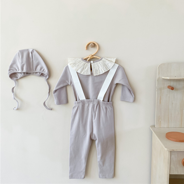 3pcs/set Newborn Baby Girl Clothes Infant Outfits Autumn Spring Baby Girl Romper + Overall Pants Girl Clothing Sets