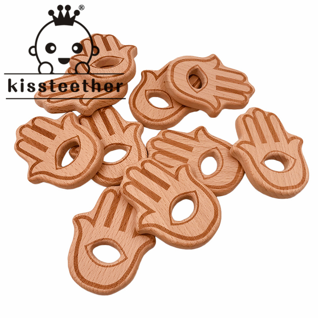 Kisstether 10pcs/lot Food Grade Beech Wood Teething Baby Teether Baby Toys Diy Making Wooden Rings Teething Toy