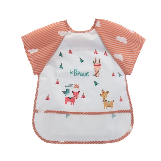 Unisex Infant Baby Toddler Waterproof Short Sleeve Bib Burp Cloths Kids Cartoon Smock Feeding Accessories New Arrival