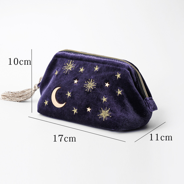 Japanese Style Velvet Cosmetic Bag Large Capacity Storage Lipstick Cosmetics Jewelry Marine Velvet Cosmetic Bag