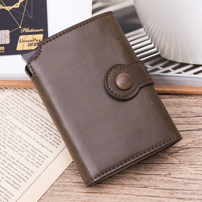 Card Holder with RFID Button for Men, Card Holder with Wallet Black, Metal, Aluminum, Auto Pop Up, Wallet Black