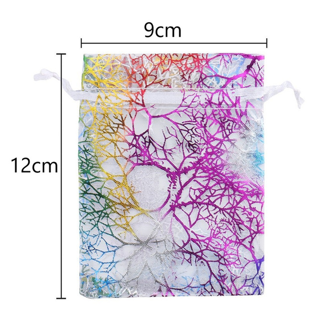 100pcs/lot Colorful Organza Drawstring Bags Pouch Bag Jewelry Packaging Bags Wedding Gift Bags