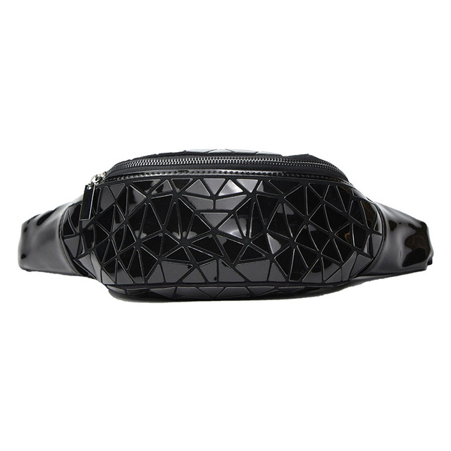 Women's Luminous Leather Waist Bag, Brand Handbag with Strap, Geometric Chest Bag, Fashionable