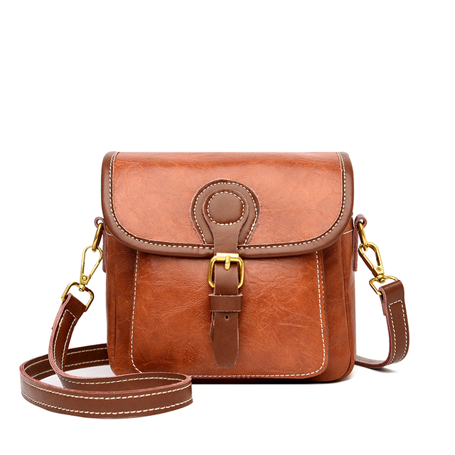 Fashion Vintage Women Messenger Bag Cowhide and PU Leather Designers Handbag Luxury Women Shoulder Bags Female Crossbody Bags