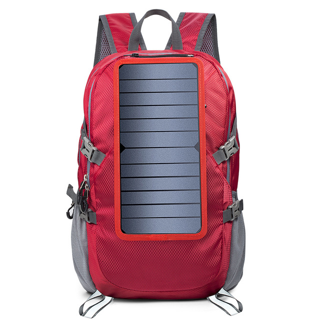 Foldable solar panel backpack camping bag with 5V power supply 6.5W solar panel for charging mobile phones