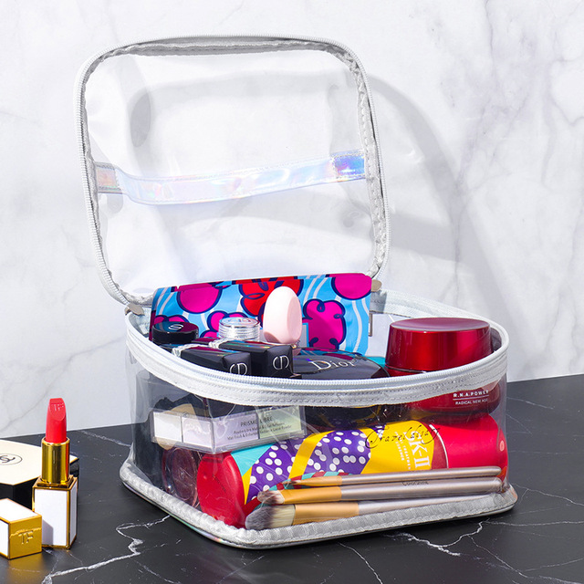 Bfuming Fashion Portable Makeup Bag for Women PVC Transparent Waterproof Large Capacity Travel Cosmetic Storage Bag