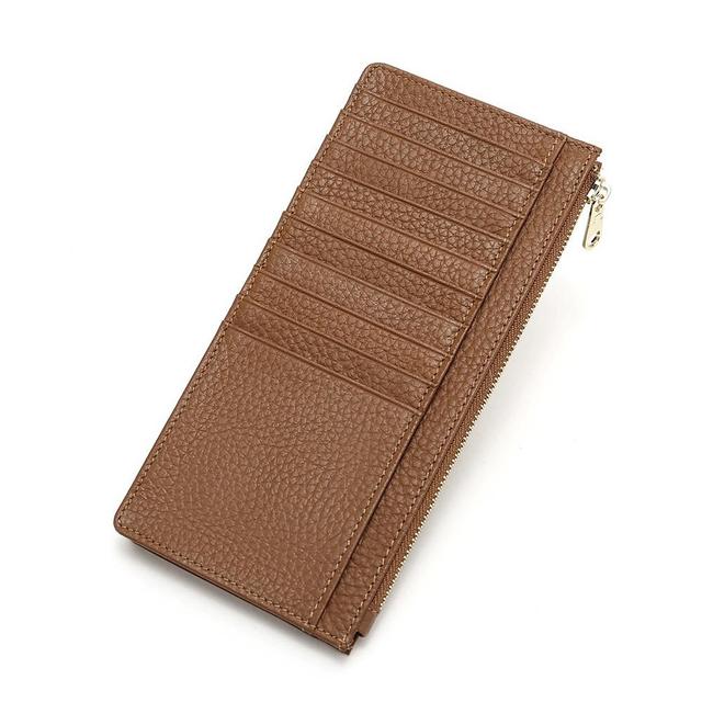 Simple Ultra-thin Coin Purse Ladies Leather Long Zip Wallet First Layer Cowhide Large Capacity Card Holder Wallet