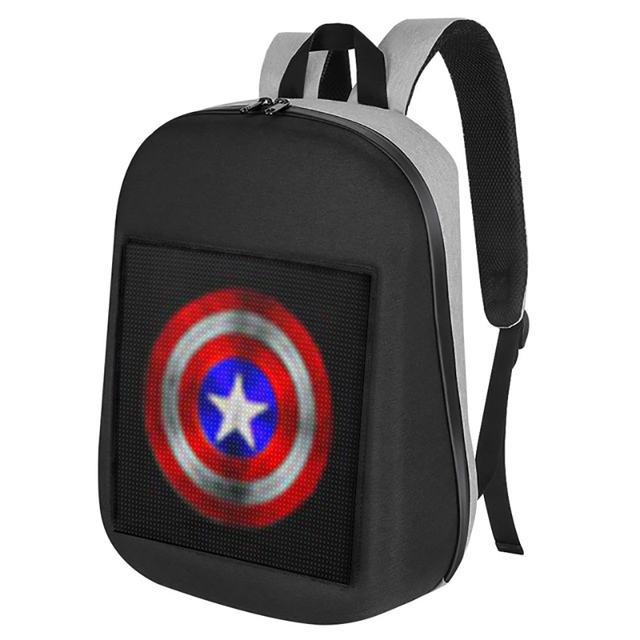 Smart APP Control Dynamic LED Display Advertising Backpack USB DIY LED City Walk Advertising 14'' Portable Backpack