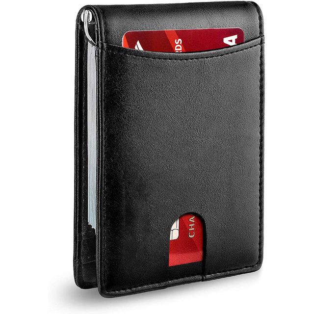 Minimalist Slim Wallet for Men with Money Clip RFID Blocking Front Pocket Credit Card Holder Thin Leather Men Wallets