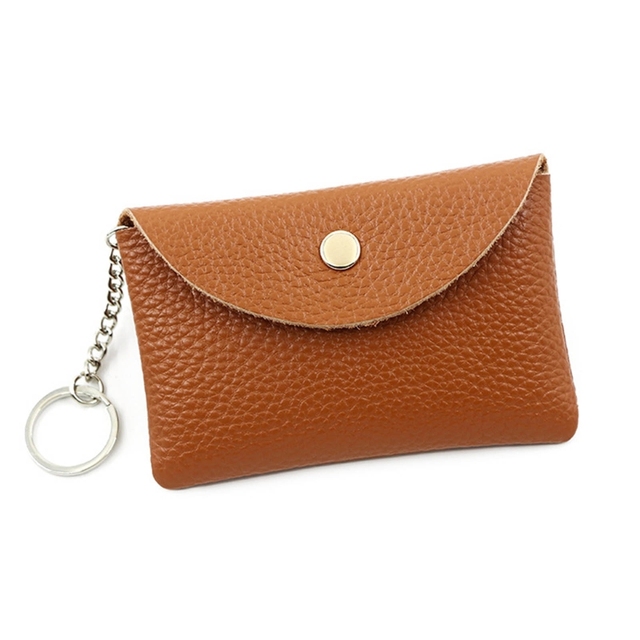 Women Small Coin Purse PU Leather Small Card Cash Card Holder Wallet with Keyring Female Girls Casual Solid Color Money Changing Bag