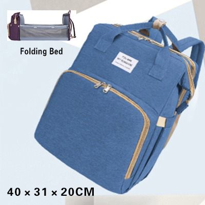 2020 New Woman Portable Folding Bed Light Diaper Backpack Large Capacity Multifunctional Leisure Double Shoulder Nappy Bag