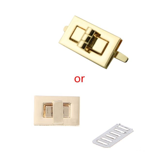 THINKTHENDO New Popular Metal Rectangle Clasp Turn Lock Twist Lock DIY Handbag Bag Wallet Hardware