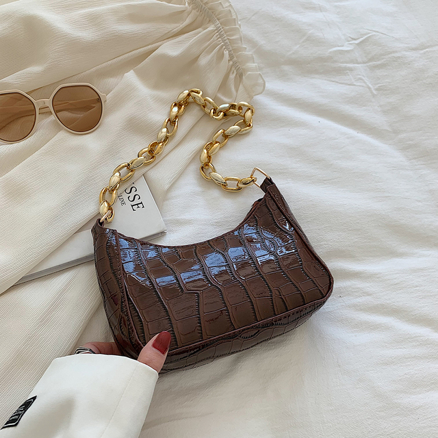 PU leather chain shoulder bag women messenger bag crocodile pattern zipper bag for ladies outdoor travel shopping