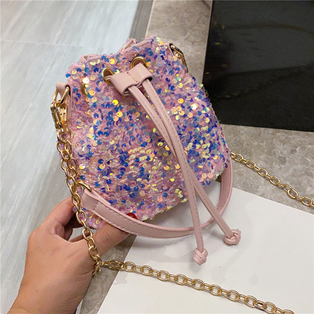 purses and handbags for women 2021 sequin chain bucket bags tote ladies shoulder bag girls crossbody bags for ladies