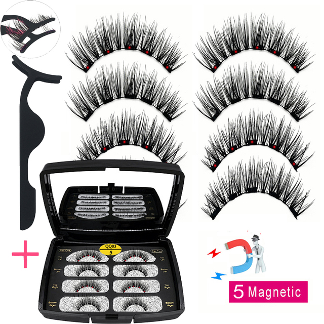 LIKOFO Magnetic Eyelashes with 5 Magnets Natural Handmade 3D/6D False Eyelashes Acrylic Box Long False Eyelashes Cosmetics for Gift