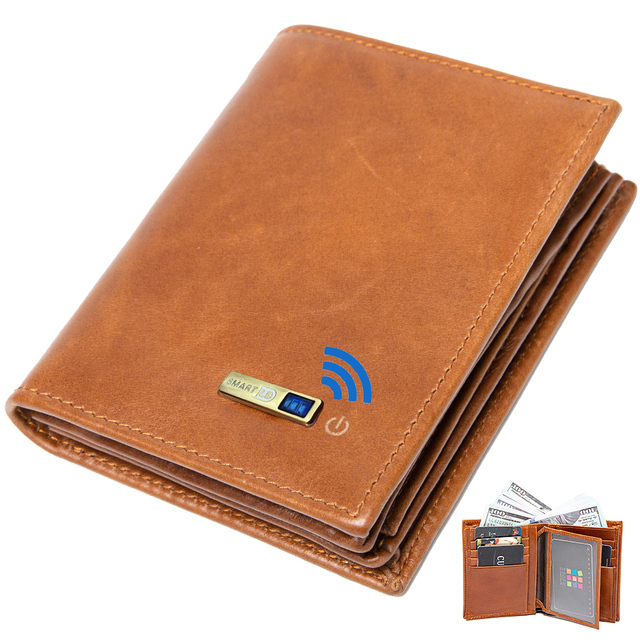 Smart Bluetooth Wallet Men's Genuine Leather Short Wallet Leisure Multifunction Card Holder Package Luxury Business Wallet