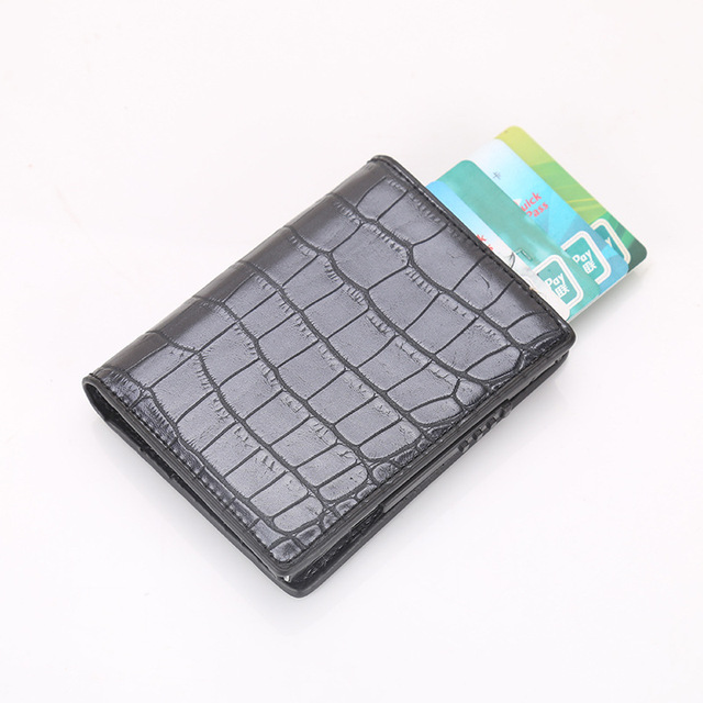 Men's Wallet Pop Up Rfid Cards Wallet Leather Slim Thin Wallet Male Short Money Wallet Smart Small Black Magic Wallet