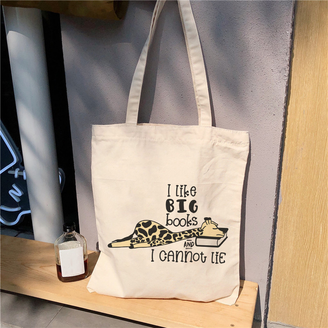 Love Big Books - Natural Canvas Tote Bag, Student Logo, Fashion Gift, Street Style Handbag, Shoulder Bag, Large Capacity