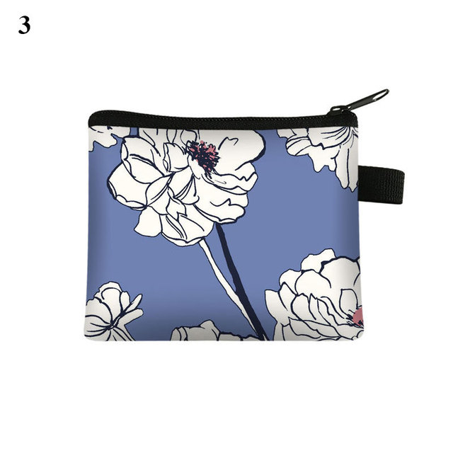 Fashion Brand Wallet Women Lovely Bowknot Flower Print Small Coin Bag Wallet Canvas Zipper Female Coin Purse Purse Earphone