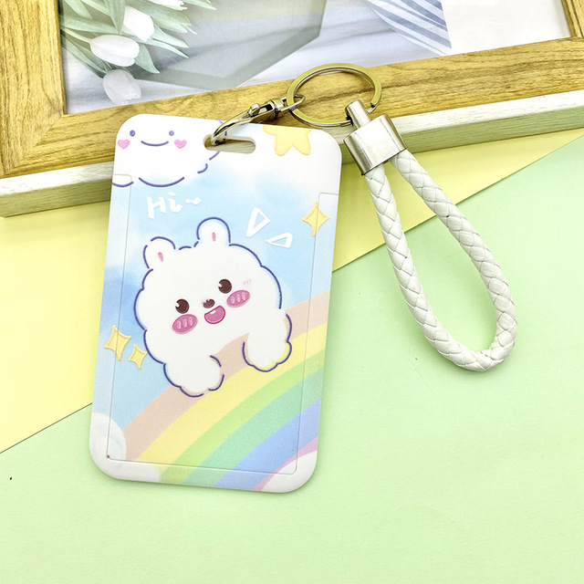 Cartoon ID Credit Card Holder Bank Students Bus Card Case Hand Rope Visit Door ID Badge Cover Cards for Women Men Pendants