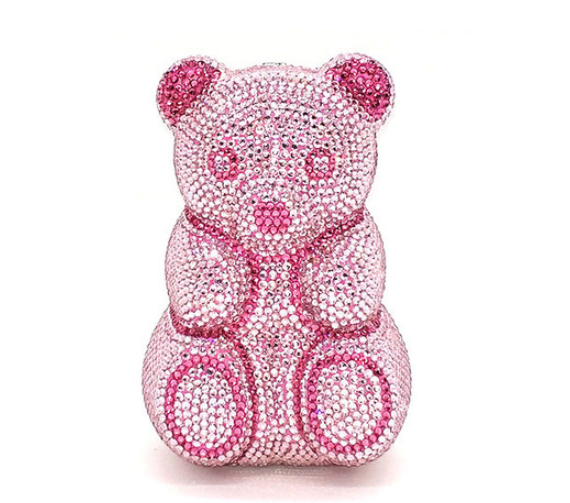 Women's Perforated Bear Handbag,Bear Perforated Crystal Handbag,Cocktail Purse,Shoulder Bag,Gifts