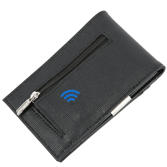 Smart Bluetooth Wallet Money Clip RFID Blocking Genuine Leather Women and Men Wallet Card Holder Small Thin Wallet