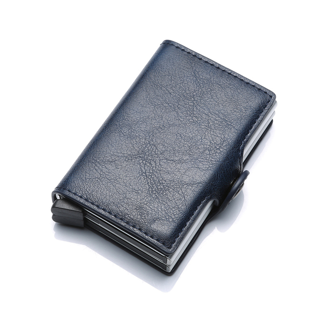 2022 Carbon Fiber Card Holder Double Man Anti-RFID Credit Card Case Metal Wallet Business Bank Small Size Wallet