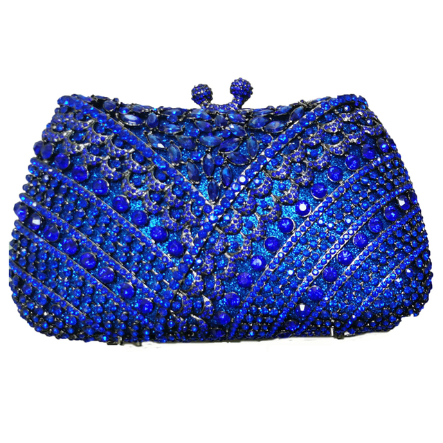 New Arrival Crystal Green Rhinestone Luxurious Evening Clutches Small Handbag For Women Prom Party Bag