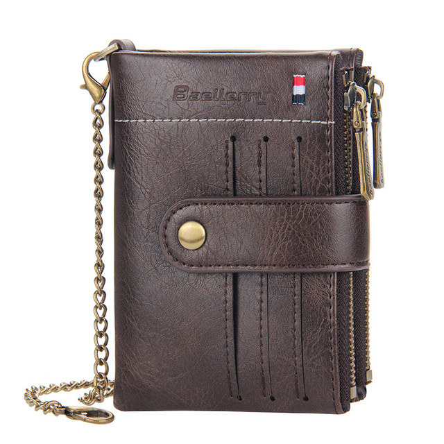 Retro Genuine Leather Men Wallet Fashion Zipper Soft PU Passport Passport Cover Coin Purse Credit Card Holder Short Slim Wallet for Men