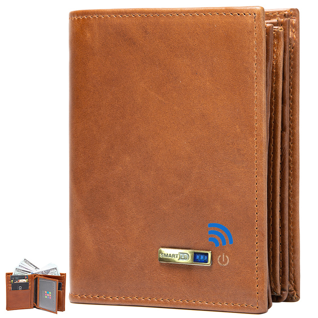 Bluetooth Smart Wallet Compatible Anti-lost Genuine Leather Men Wallets Card Holder Wallet Finder Gifts Free Engraving