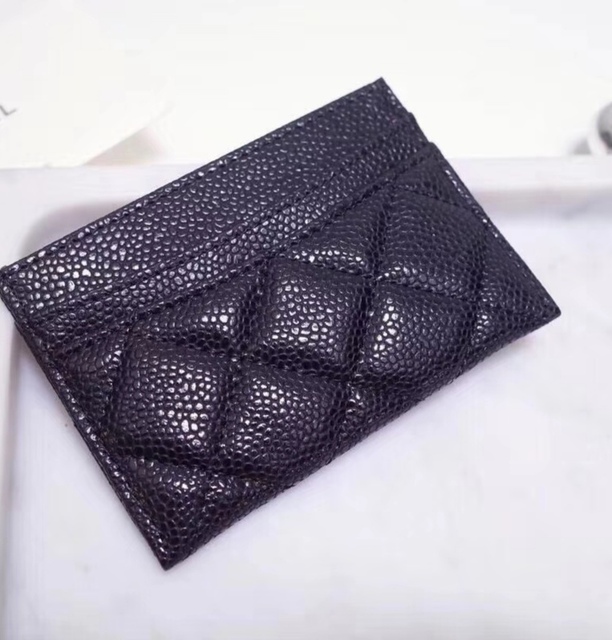 High Quality New Caviar Credit Card Holder Women Card Wallet Real Leather Small Wallet Free Shipping