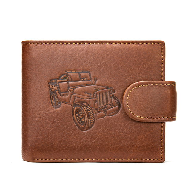 New Men's Genuine Leather Wallet Purse Holder Vintage Business Short 2 Fold Embossing Purse Male Zipper Coin Hasp Purse Money Bag