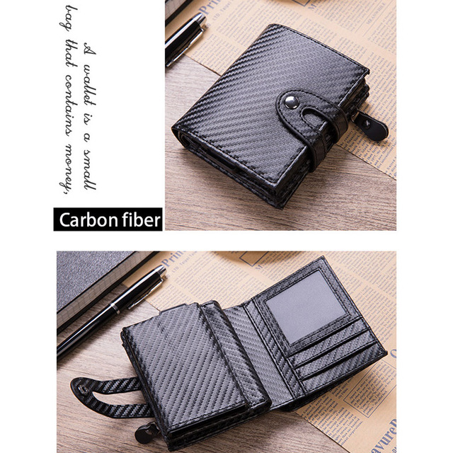 DIENQI - Large Credit Card Holder, Carbon Fiber Card Holder, Anti-magnetic, with RFID Lock, Minimal Security, Coin