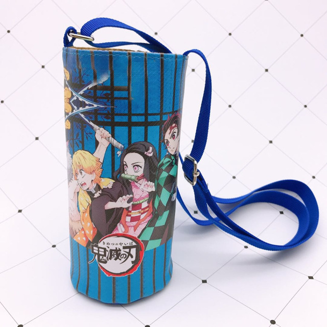 Devil Blade Cartoon Anime Peripheral PU Cup Cover Demon Slayer Kimetsu no Yaiba Kamado Nezuko Student Children Kids Kettle Bag