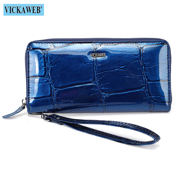 Free gift women leather wallets female wrist purse ladies long zipper clutch fashion patent coin pocket