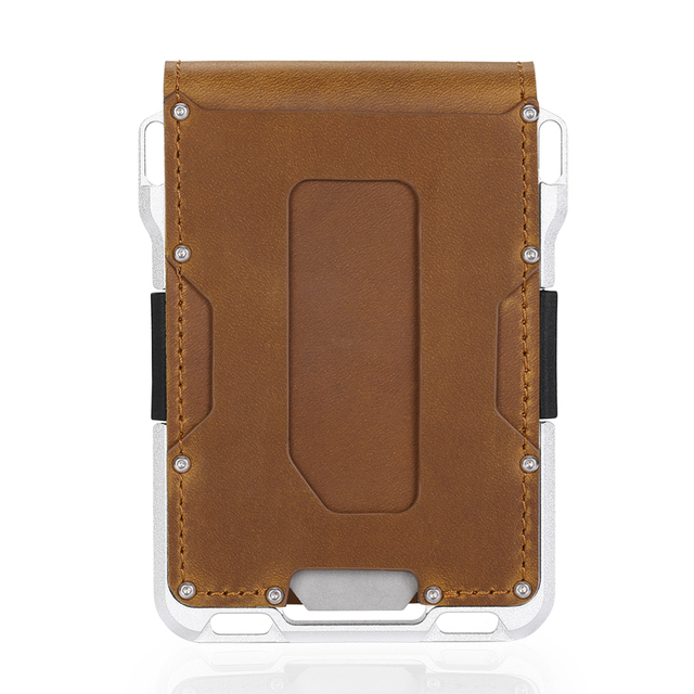 SEMORID Genuine Leather Skin Rfid Credit Card Holder Metal Men Wallets 2021 Badge Pilot Card Holder Small Size Card Wallet