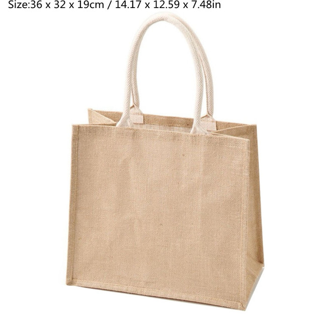 Durable Jute Shopping Bag Large Capacity Reusable Women Girls Travel Beach Bag Portable Bag Storage Organizer Handbag