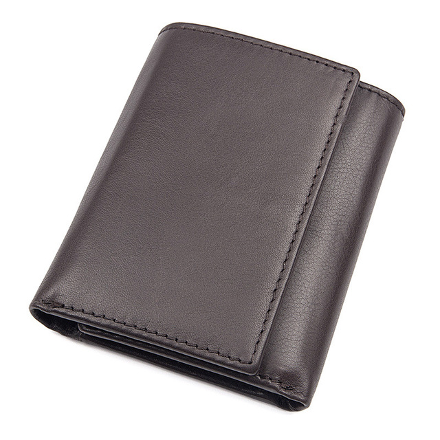 GENODERN Short Tri-fold Men's Wallet with Multi Card Holder Fashion Men's Wallet RFID Blocking Wallet Anti-scanning Leather Wallet