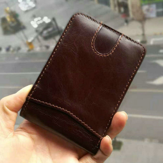 GENODERN Casual Small Wallet for Men Genuine Leather Male Slim Short Wallets Small Wallet with Card Holder Pocket Wallets