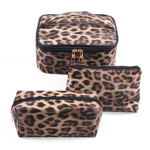 Leopard Print Cosmetic Storage Bag Women Waterproof Wash Bag Travel Essentials Makeup Organizer Toiletry Bag