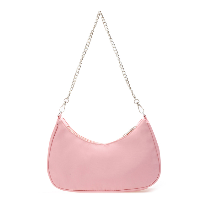 Fashion Young Women's Purses Handbag Solid Color Casual Small Underarm Bag Female Chain Shoulder Pouch Ladies Nylon Top-handle Bags