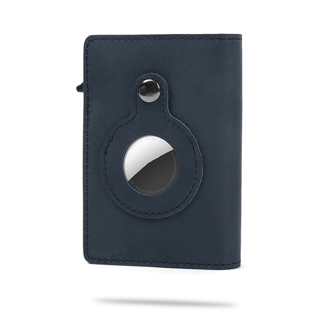 Genuine Leather RFID Metal Tactical Badge Card Holder Men Wallets Slim Thin Mini Wallet Male Smart Minimalist Walet for Men 2022