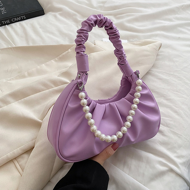 HOCODO Solid Color Pleated Tote Bag 2022 Fashion Women Handbag Pu Leather Shoulder Bags Female Small Chain Crossbody Bag Women