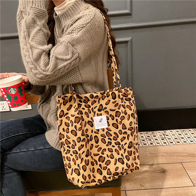 Women Corduroy Handbag New Fashion Floral Printing Large Capacity Canavs Shoulder Bag 2022 Summer Ladies Shopping Messenger Bag